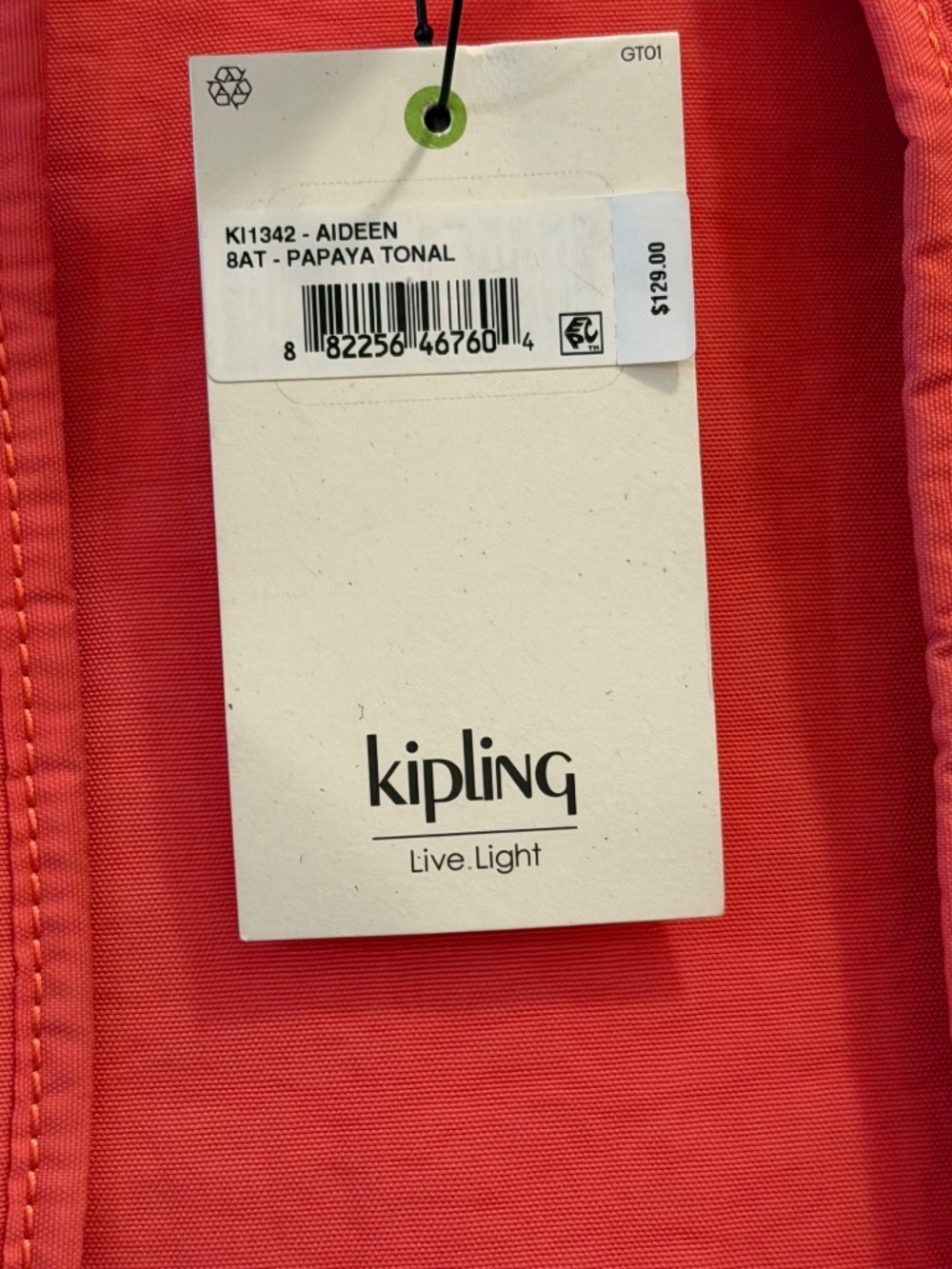 ✨ NWT Kipling Aideen Backpack in Papaya Tonal – Ultra-Lightweight Daypack ✨ - Picture 8 of 8